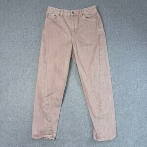 Topshop Mom Jeans Pink WMNS 6 Denim Twist Seam High-Rise Stretch Crop 5-Pockets